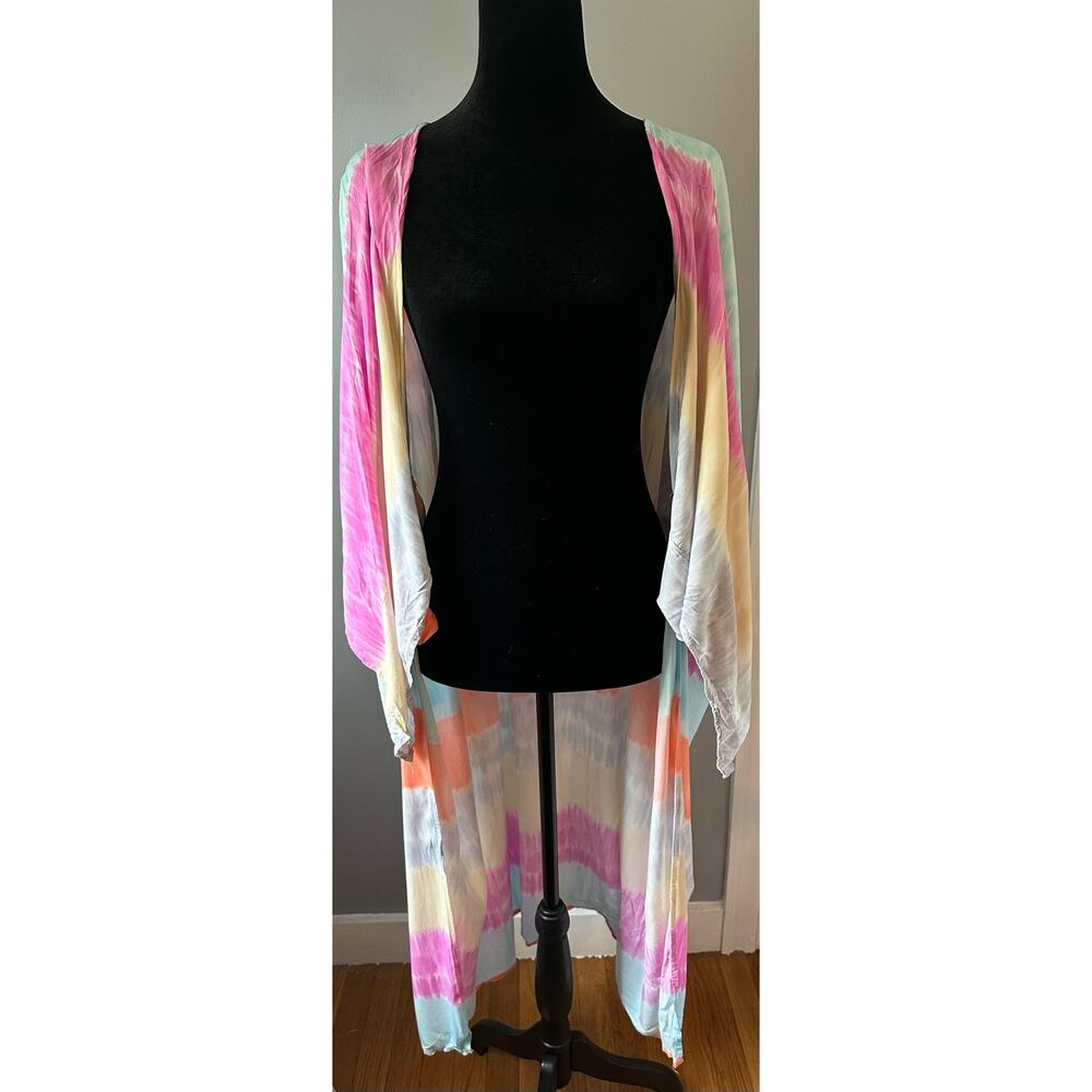 Tie Dye Batwing Sleeve Beach Bathing Swimsuit Cover-Up Kaftan  Kimono